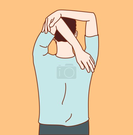 Illustration for Exercise position illustration for neck and shoulder pain (neck joint). Exercise 9 - Royalty Free Image