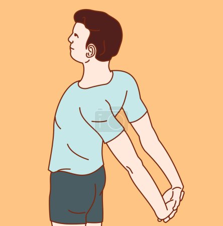 Illustration for Exercise position illustration for neck and shoulder pain (neck joint). Exercise 11 - Royalty Free Image