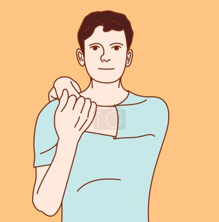 Foto de Ilustración de la posición del ejercicio para el dolor de cuello y hombro (articulación del cuello). Ejercicio 10 - Imagen libre de derechos