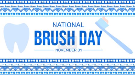 Foto de Fondo nacional día cepillo con dientes y el diseño del cepillo en los bordes azules. Cepillado de dientes concepto de fondo de pantalla - Imagen libre de derechos