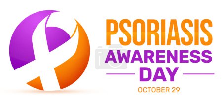 Photo for Psoriasis Awareness Month Wallpaper with Colorful Ribbon and typography. Observing psoriasis awareness month in october, background design - Royalty Free Image