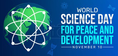 Photo for World Science Day for peace and development wallpaper with globe and typography. Science day for peace background - Royalty Free Image