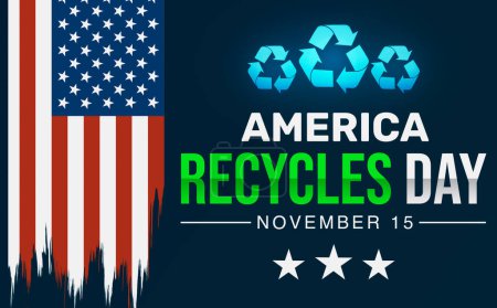 Téléchargez les photos : America Recycles Day Arrière-plan avec drapeau aux couleurs vintage et typographie. Observation de la journée du recyclage aux États-Unis d'Amérique, conception de fond. - en image libre de droit