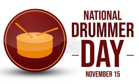 Téléchargez les photos : Fond de la Journée nationale du batteur avec tambour à l'intérieur cercle rouge et typographie sur le côté. Jour du batteur en toile de fond - en image libre de droit