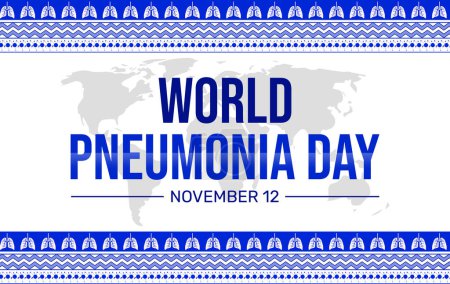 Photo for World Pneumonia Day Background with map and lungs in the traditional border design. Pneumonia day backdrop - Royalty Free Image