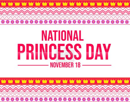 Téléchargez les photos : Journée nationale de la princesse Fond d'écran avec des fleurs, des cœurs et la couronne à l'intérieur de la conception traditionnelle frontière. fond de jour princesse colorée - en image libre de droit