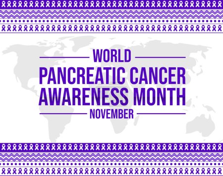 Photo for World Pancreatic Cancer Awareness Month Wallpaper in Purple border design with ribbon and shapes. Spreading awareness concept background. - Royalty Free Image