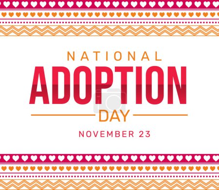 Photo for National Adoption Day Wallpaper with Hearts and shapes design in traditional style. Adoption day background - Royalty Free Image