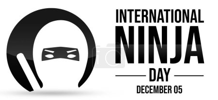 Foto de International Ninja Day Banner Design en color blanco y negro. Día de diseño de papel pintado ninja - Imagen libre de derechos