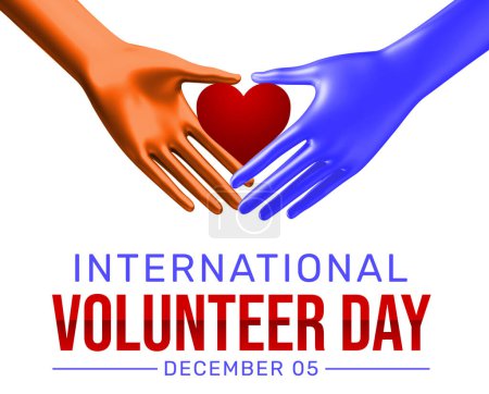 Photo for International Volunteer Day Background design with 3d rendered hands joining each other - Royalty Free Image