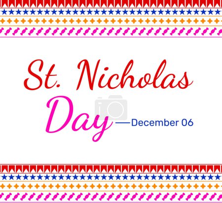 Photo for St. Nicholas Day Wallpaper in colorful traditional border style with Typography - Royalty Free Image