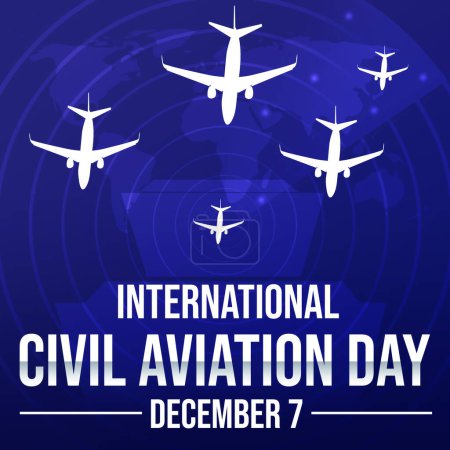 Photo for International Civil Aviation Day Wallpaper with Planes and Typography. December 7 is world civil aviation day, background design - Royalty Free Image