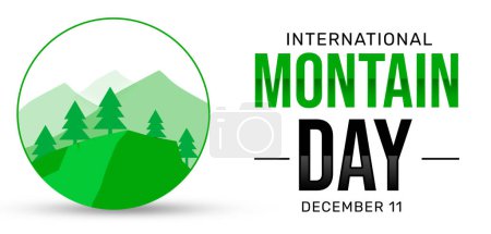 Photo for International Mountain Day Background with Green mountain and tree illustration. Mountain day typography backdrop - Royalty Free Image