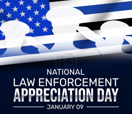 Photo for Law Enforcement Appreciation Day background with saluting sillhoutte in the backdrop. American law enforcement day wallpaper design - Royalty Free Image