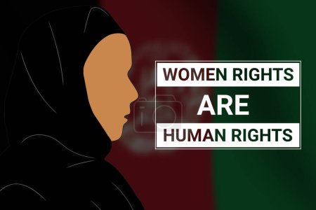Photo for Women rights and human rights concept background with hijab and Afghanistan flag in the background. - Royalty Free Image