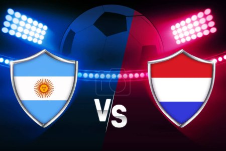 Téléchargez les photos : Argentine Vs Pays-Bas match de football, fond d'écran concept sportif. Dernier match de football en toile de fond avec les lumières du stade - en image libre de droit