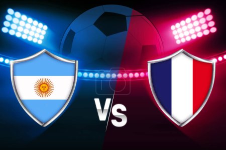 Photo for Argentina Vs France Football Match Championship background with stadium and lights. Football fixture concept backdrop. - Royalty Free Image