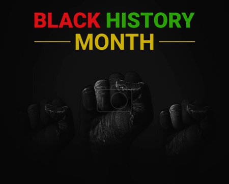Téléchargez les photos : Mois de l'histoire des Noirs fond avec poings noirs foncés et typographie. - en image libre de droit