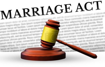 Téléchargez les photos : Loi sur le mariage concept fond avec 3d rendu marteau et typographie dans le contexte. - en image libre de droit