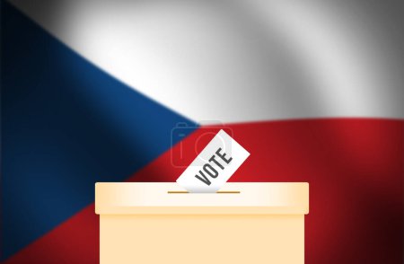 Foto de República Checa Elecciones presidenciales antecedentes con urnas y papeletas de votación. Elecciones presidenciales de la República Checa fondo de pantalla. - Imagen libre de derechos