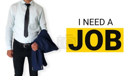 Photo for Need a job banner design with man standing on side. Need of job background. - Royalty Free Image