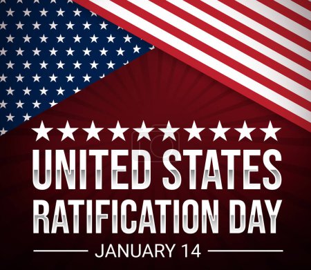 Téléchargez les photos : United States Ratification Day Background with American flag and typography. Le 14 janvier est le jour de ratification aux États-Unis. - en image libre de droit