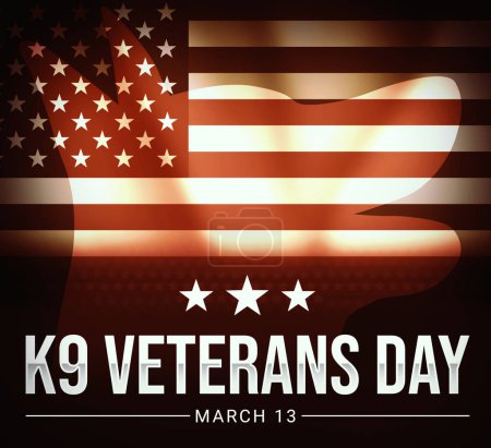 Téléchargez les photos : K9 Jour des anciens combattants Fond d'écran avec drapeau américain et chien sillhoutte toile de fond. Merci chiens pour le service nous soldats - en image libre de droit
