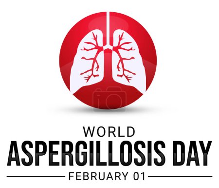 Téléchargez les photos : Journée mondiale de l'aspergillose fond avec Red Lungs signe et typographie - en image libre de droit