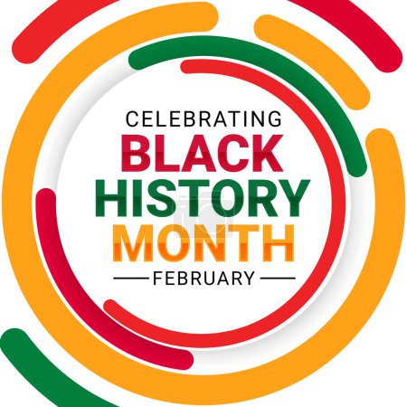 Feier des Black History Month Background in buntem Design und Typografie. Monat für Monat schwarze Geschichte feiern