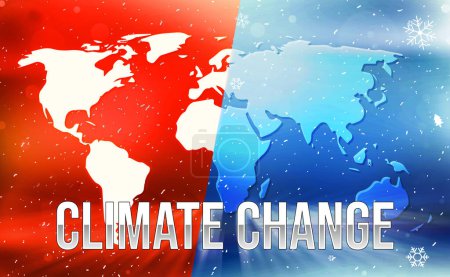 Foto de Antecedentes del concepto de cambio climático con Mapa Rojo y Nieve Este de Asia. Fondo de retención y clima frío - Imagen libre de derechos