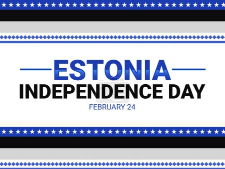 Téléchargez les photos : Estonie papier peint Jour de l'indépendance dans les couleurs du drapeau et la typographie. Cadre patriotique traditionnel de style frontalier - en image libre de droit