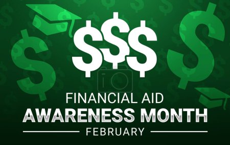 Photo for Financial aid awareness month background design with dollar sign and typography. Finance aid month backdrop - Royalty Free Image