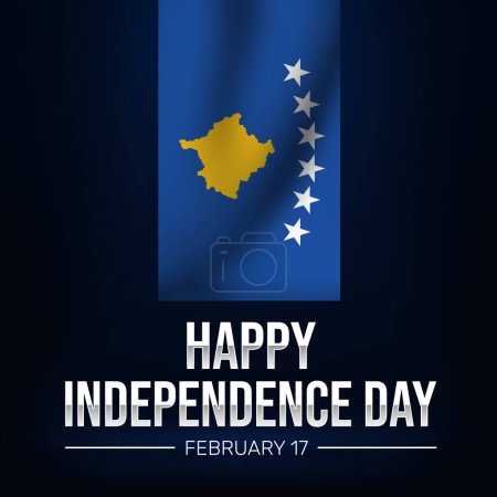 Foto de Fondo de pantalla del Feliz Día de la Independencia de Kosovo con la bandera ondeando al revés en una habitación. Fondo moderno del día de la independencia de Kosovo - Imagen libre de derechos