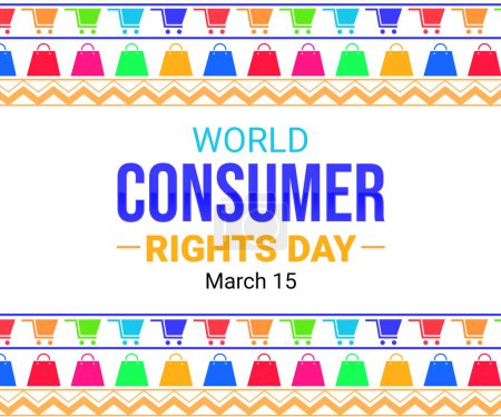 Foto de Día Mundial de los Derechos del Consumidor telón de fondo con carritos y bolsas de compras - Imagen libre de derechos
