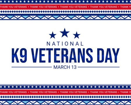 Foto de Fondo de pantalla patriótico K9 Veterans Day con estrellas y diseño fronterizo tradicional. Honrar los servicios de los perros en el ejército, telón de fondo - Imagen libre de derechos