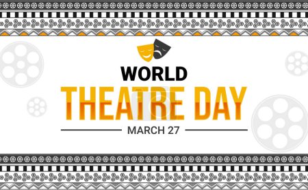Photo for World Theatre Day background wallpaper in traditional style with the border design and typography - Royalty Free Image