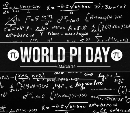 Foto de World Pi Day Fondo de pantalla con fórmulas matemáticas y tipografía en el centro. Antecedentes internacionales - Imagen libre de derechos