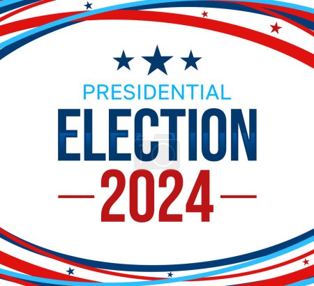 Téléchargez les photos : Élection présidentielle 2024 papier peint avec des rayures de conception rouge et bleu et la typographie - en image libre de droit