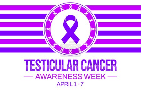 Téléchargez les photos : Fond de semaine de sensibilisation au cancer du testicule avec ruban violet et typographie dessous - en image libre de droit
