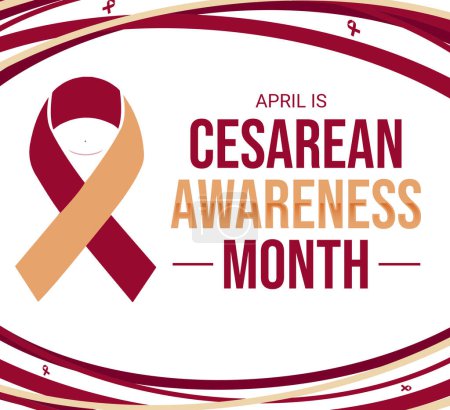 Photo for April is Cesarean awareness month background with colorful stripes and ribbon. Cesarean awareness month wallpaper design - Royalty Free Image