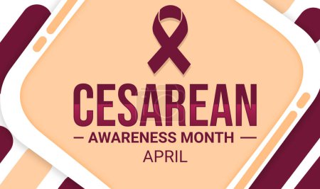 Photo for Cesarean Awareness Month wallpaper with ribbon and typography in colorful design. Cesarean awareness month background - Royalty Free Image
