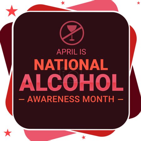 Foto de Fondo de pantalla del mes National Alcohol Awareness con un fondo de color rojo y naranja. Diseño y formas del mes de conciencia sobre el alcohol - Imagen libre de derechos