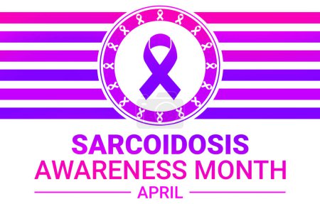 Photo for Sarcoidosis Awareness Month design with ribbon and colorful purple stripes. Awareness of sarcoidosis concept backdrop - Royalty Free Image
