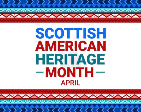 Téléchargez les photos : Mois du patrimoine écossais américain dans un style traditionnel frontalier avec typographie. Avril est le mois du patrimoine écossais américain, fond design - en image libre de droit