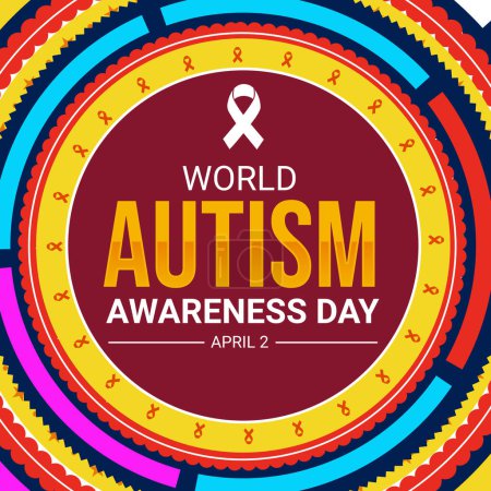 Téléchargez les photos : Journée mondiale de sensibilisation à l'autisme toile de fond dans le design coloré avec la typographie. Journée internationale de sensibilisation à l'autisme, contexte - en image libre de droit