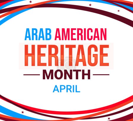 Foto de Arab American Heritage Mes fondo con formas líneas borde diseño y tipografía. Diseño de concepto de patrimonio árabe americano mes - Imagen libre de derechos
