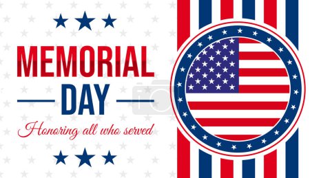 Photo for Honoring all who served on Memorial Day with an American flag and color typography. American patriotic day concept design backdrop - Royalty Free Image