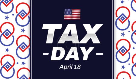 Foto de Fondo de día de American Tax con tipografía y diseño colorido. Día de sensibilización fiscal con estrellas y bandera - Imagen libre de derechos