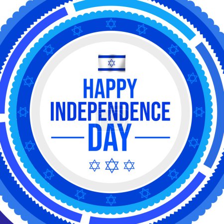 Foto de Feliz Día de la Independencia de Israel telón de fondo con el diseño de colores azules y texto. Israel independencia fondo de pantalla - Imagen libre de derechos