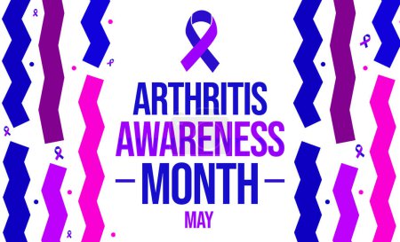 Photo for Arthritis awareness month wallpaper with ribbon and colorful design. Awareness about arthritis design with shapes and typography - Royalty Free Image